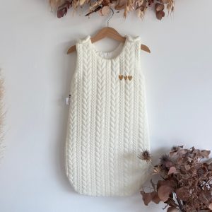 Gigoteuse Torsadée Ecru avec trio de coeurs doré taille 1 (Rèf E.S)