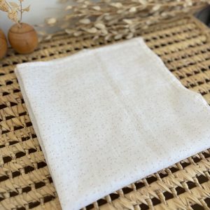 Lange en Gaze de Coton blanc à pois rose (Rèf E.S)