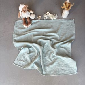 Lange en Triple gaze de coton Vert Mer (Rèf ES)