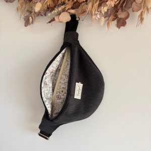Sac Banane en Velours Charbon (Rèf ES)