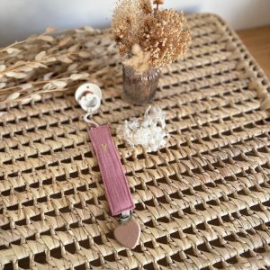 Attache Sucette en Gaze de Coton Rose (Rèf E.S)
