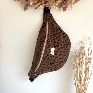 Banane à langer en Velours Léopard Chocolat (Rèf ES)
