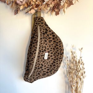 Banane à langer en Velours Léopard Beige (Rèf ES)